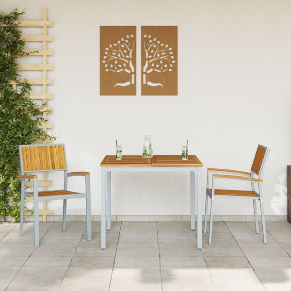 vidaXL Tuin Eetset 3 pcs Grijs en bruin 90 x 90 x 75 cm