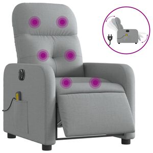 vidaXL Massagestoel elektrisch verstelbaar stof lichtgrijs
