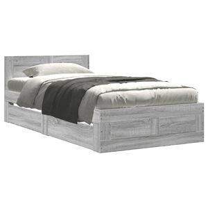 vidaXL Bedframe met hoofdeinde bewerkt hout grijs sonoma 90x200 cm
