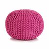 vidaXL Poef handgebreid 50x35 cm katoen roze