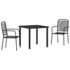vidaXL Tuin eettafelset 3 st Zwart Gepoedercoat staal