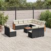 vidaXL 12-delige Loungeset met kussens poly rattan zwart