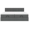 vidaXL Ottoman bed met matrassen en LED's 200x200cm stof donkergrijs