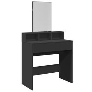 vidaXL Kaptafel met spiegel 80x41x144,5 cm zwart