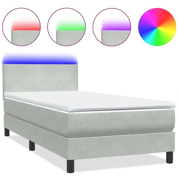 vidaXL Boxspring met matras en LED fluweel zwart 160x210 cm