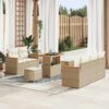 vidaXL Tuin Sofa Set met kussen met opslag Beige Poly riet