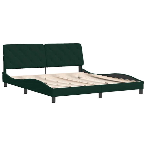 vidaXL Bedframe zonder matras 180x200 cm fluweel donkergroen
