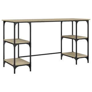 vidaXL Bureau 140x50x75 cm metaal en bewerkt hout sonoma eikenkleurig