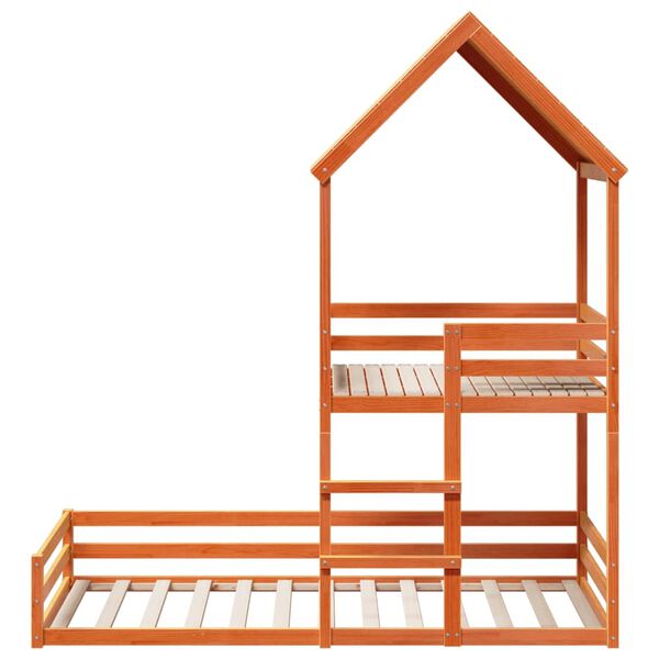 vidaXL Kinderbed met huisje massief grenenhout wasbruin 90x190 cm