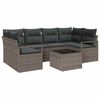 vidaXL Tuin Sofa Set met kussen 7 pcs Grijs Poly rattan, staal en glas