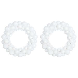 vidaXL Kerstbal Kransen 2 st Wit 33 x 33 x 7 cm Polystyreen