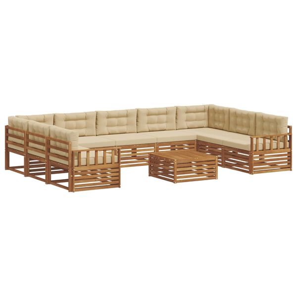 vidaXL Sofa-Sets 10 pcs Natuurlijk en Beige Massief Acaciahout