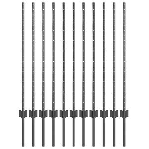 vidaXL Ingelaten hekpost 11 pcs Grijs 140 cm Gepoedercoat staal
