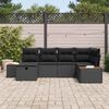 vidaXL Tuin Sofa Set met kussen met opslag Zwart poly rattan