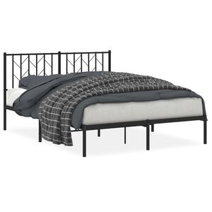 vidaXL Bedframe met hoofdbord metaal zwart 140x200 cm