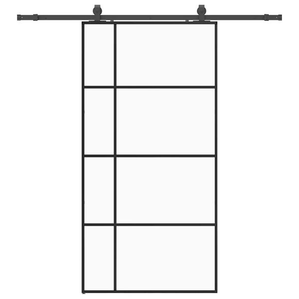 vidaXL Schuifdeur met beslagset 102,5x205 cm ESG glas zwart