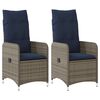 vidaXL Tuinstoelen 2 st verstelbaar met kussens poly rattan grijs