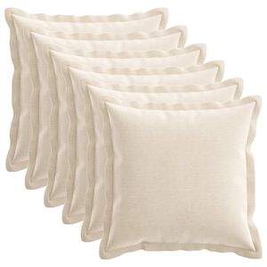 vidaXL Kussensloop 6 st HOUTEN Cr&egrave;mekleurig 35 x 35 cm Chenille Stof