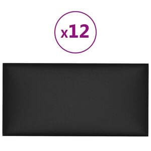 vidaXL Wandpanelen 12 st 0,54 m² 30x15 cm kunstleer zwart