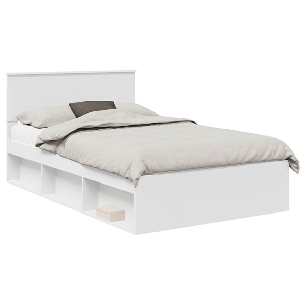vidaXL Bedframe met hoofdeinde Wit 135 x 190 cm Bewerkt hout