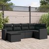 vidaXL 6-delige Loungeset met kussens poly rattan zwart