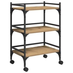 vidaXL Keuken Trolley Artisan Eiken 50 x 35 x 75.5 cm Bewerkt hout
