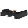 vidaXL Tuin Sofa Set 10 st 9-Aantal zitplaatsen Zwart Poly Rattan