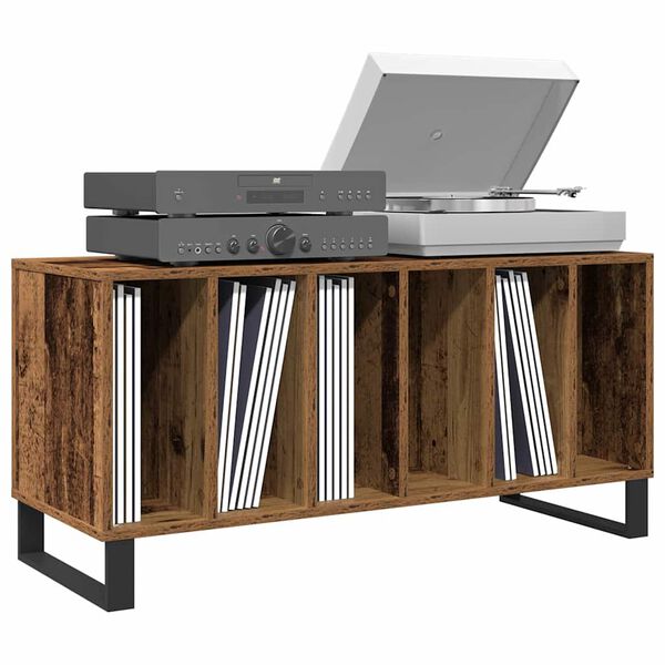 vidaXL Platenkast met plank Oud hout 100 x 38 x 48 cm Bewerkt hout