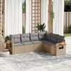 vidaXL 6-delige Loungeset met kussens poly rattan beige