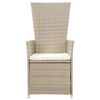 vidaXL Tuinstoelen 2 st verstelbaar met kussens poly rattan beige