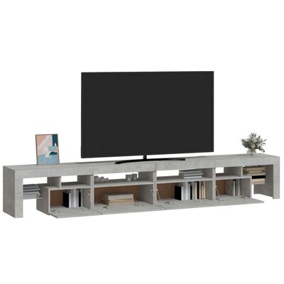 vidaXL Tv-meubel met LED-verlichting 260x36,5x40 cm betongrijs