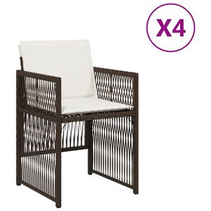 vidaXL Tuinstoelen 4 st met kussens poly rattan bruin
