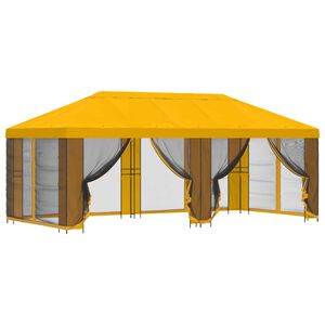 vidaXL Tuin Gazebo met Zijwanden 6 x 3 m Geel Polyester en staal