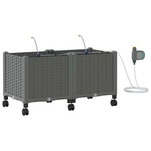 vidaXL Tuin Pot met Irrigatie en Wielen 2 st Lichtgrijs PP