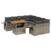 vidaXL 9-delige Loungeset met kussens poly rattan grijs