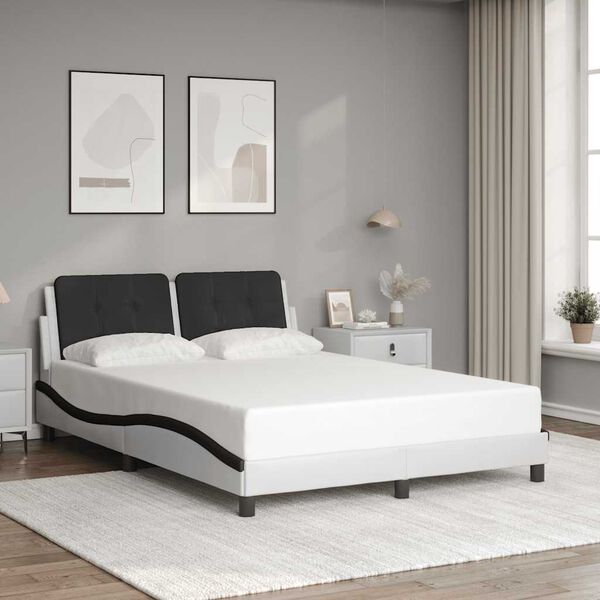 vidaXL Bedframe zonder matras "Zadar" kunstleer wit en zwart 140x190 cm