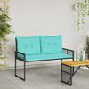 vidaXL Tuinbank Zwart en Turquoise 118 x 55 x 82 cm PE rattan en stof