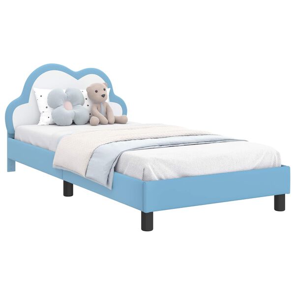 vidaXL Bedframe voor kinderen met hoofdbord Blauw 90 x 190 cm PU