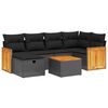 vidaXL 7-delige Loungeset met kussens poly rattan zwart