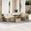 vidaXL 9-delige Loungeset met kussens poly rattan beige
