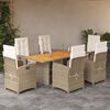 vidaXL 7-delige Tuinset met kussens poly rattan beige