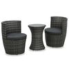 vidaXL 3-delige Bistroset met kussens poly rattan grijs