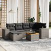vidaXL 7-delige Loungeset met kussens poly rattan grijs