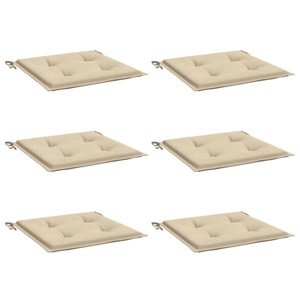 vidaXL Tuinstoelkussens 6 st 40x40x4 cm oxford stof beige