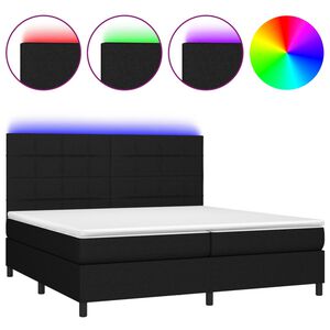 vidaXL Boxspring met matras en LED stof zwart 200x200 cm