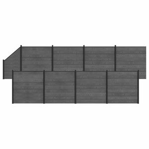 vidaXL Hek set 9 st 1484 x 186 cm WPC en Aluminium Grijs