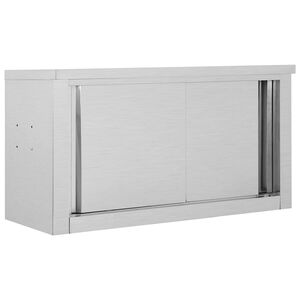 vidaXL Keukenbovenkast met schuifdeuren 90x40x50 cm roestvrij staal