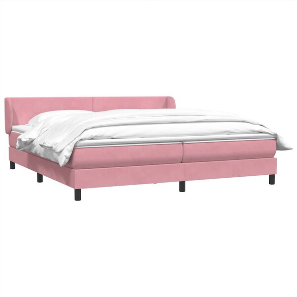 vidaXL Boxspringbed met matrassen 180x220 cm fluweel roze