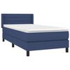 vidaXL Boxspring met matras stof blauw 90x200 cm
