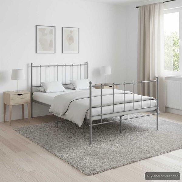 vidaXL Bedframe metaal grijs 120x200 cm